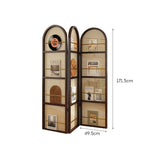 LIVARA Foldable Bamboo Arched Rattan Woven 3-Panel Rack with Room Divider Magazine Design