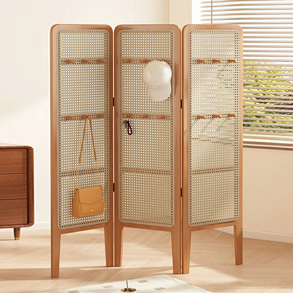 LIVARA Foldable Room with Hooks Rattan High Woven 3-Panel Divider Bamboo Model