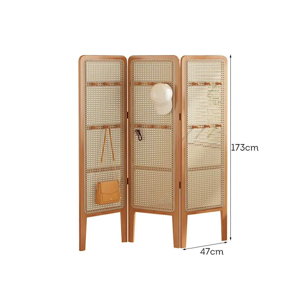 LIVARA Foldable Room with Hooks Rattan High Woven 3-Panel Divider Bamboo Model