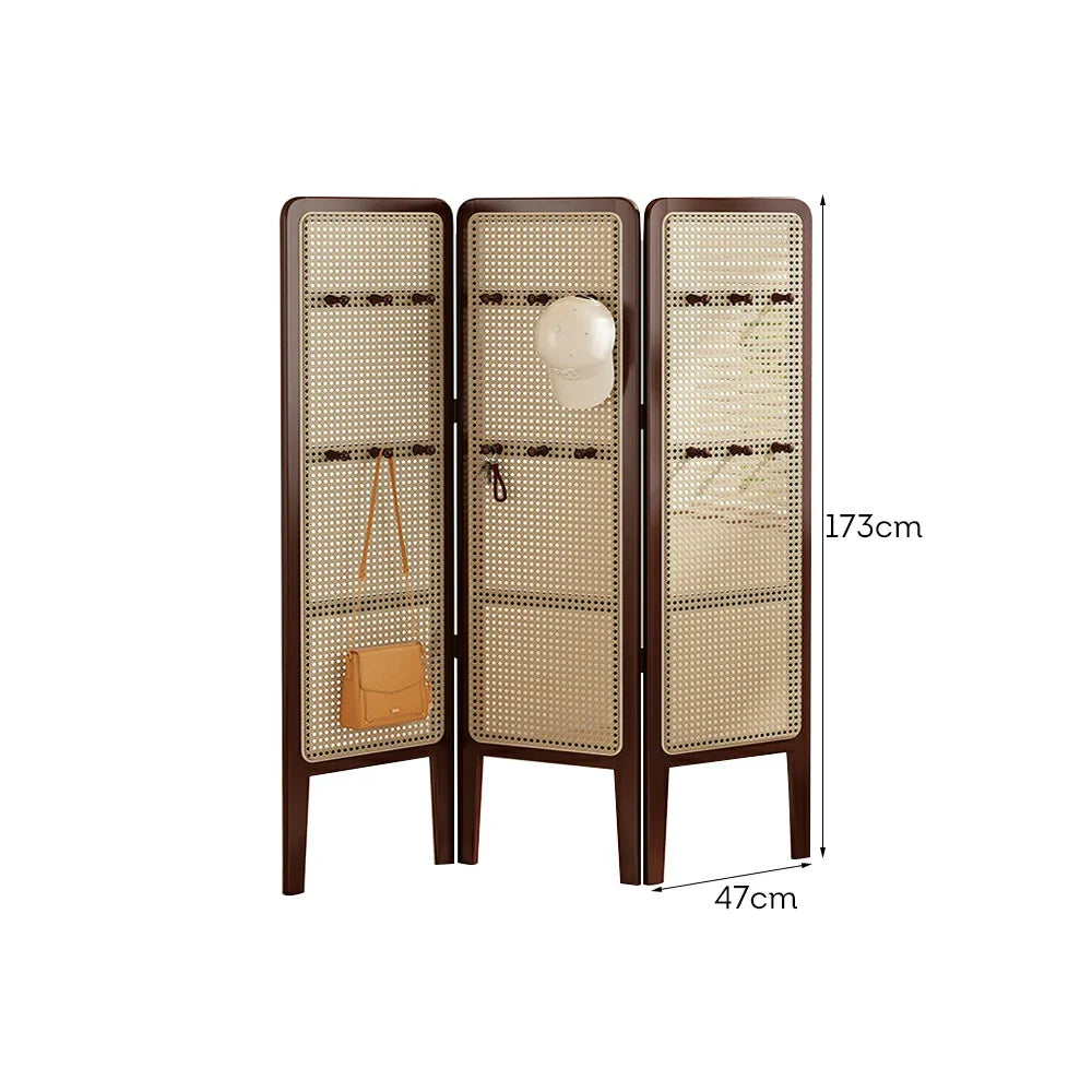 LIVARA Foldable Room with Hooks Rattan High Woven 3-Panel Divider Bamboo Model