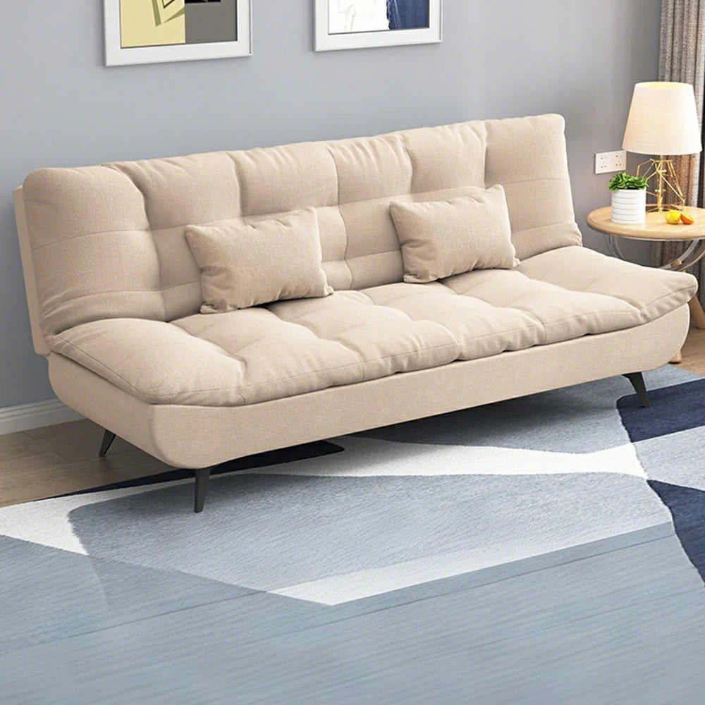 LIVARA 120/150/180/190cm - Sofa Bed Cotton-linen Length Fabric Beige