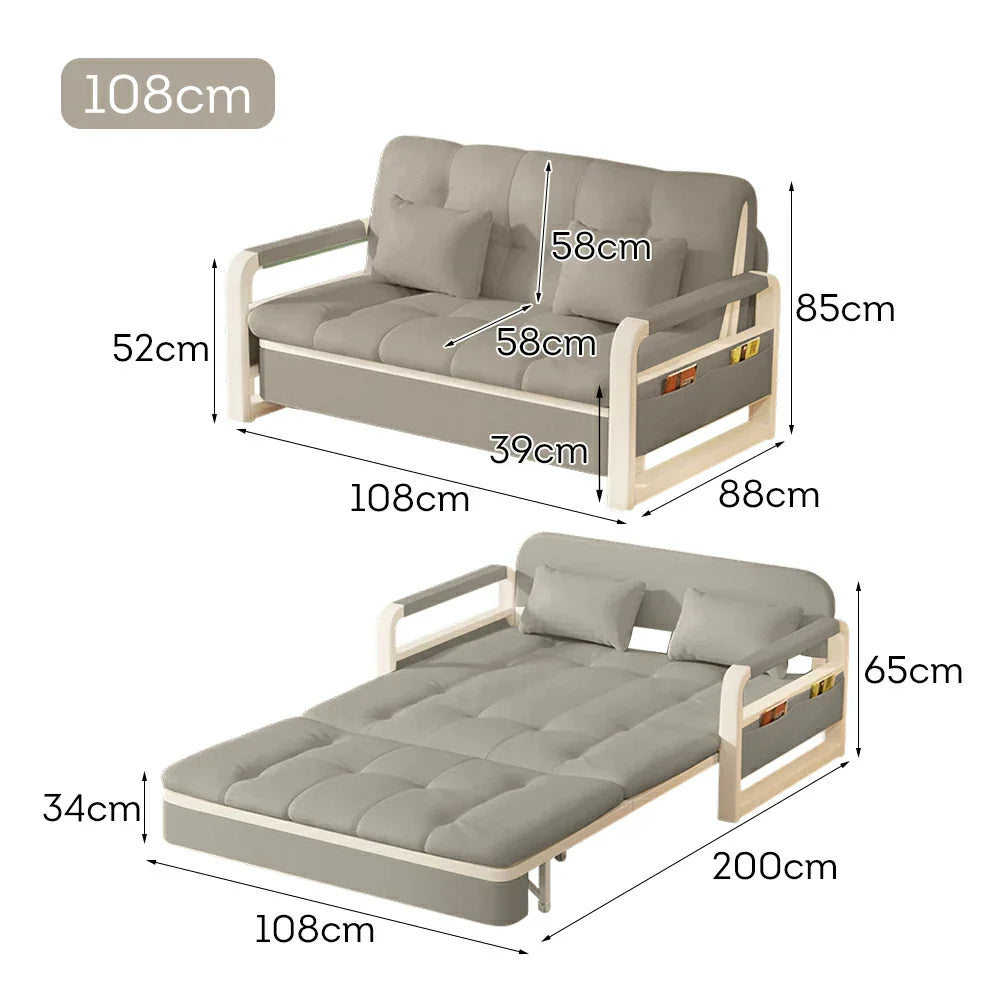 LIVARA 82/108/128/158cm Built-in Sofa Storage Bed with Length - Steel Frame Heavy-duty Grey