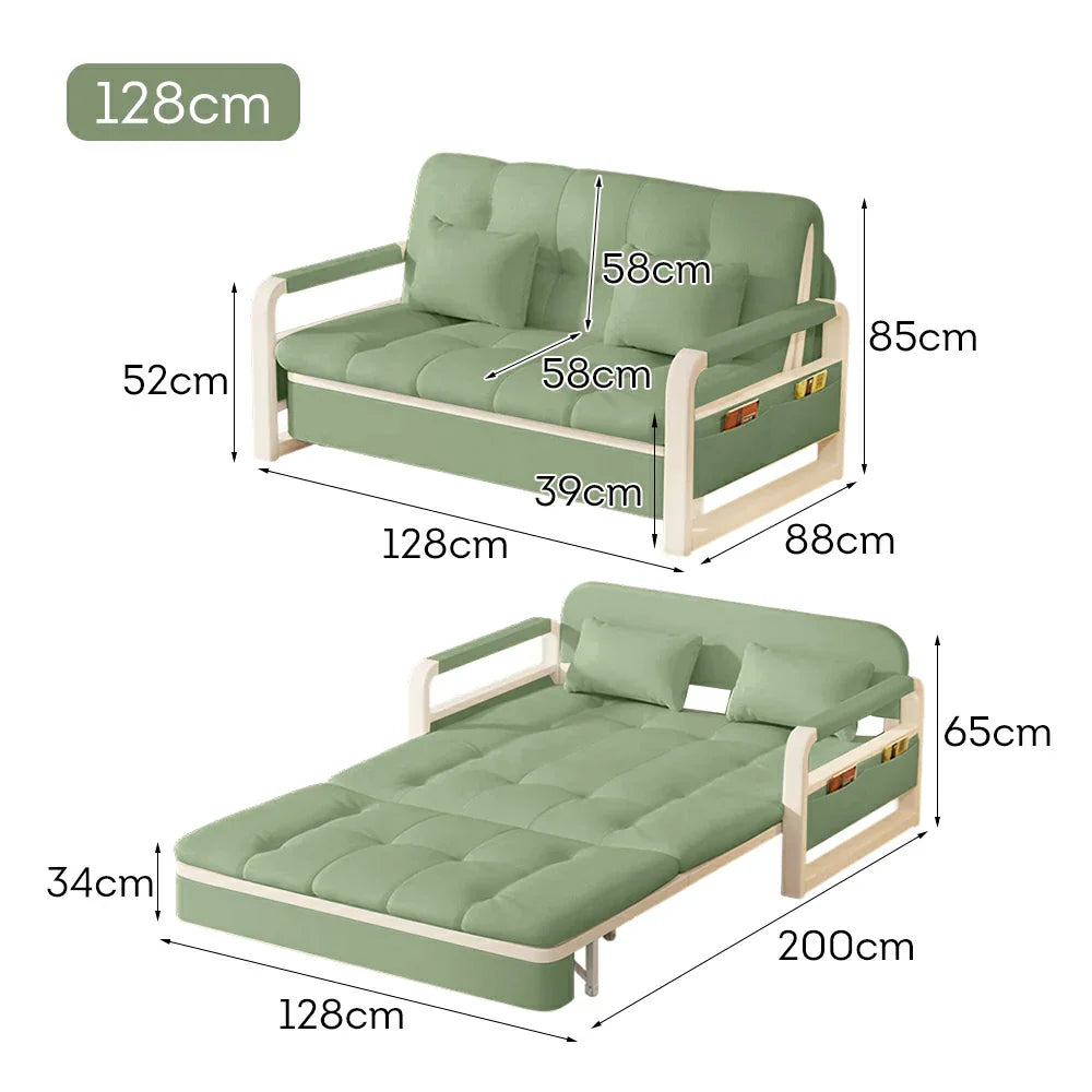 LIVARA 82/108/128/158cm Heavy-duty Sofa Storage Built-in - Frame Steel Bed with Length Green