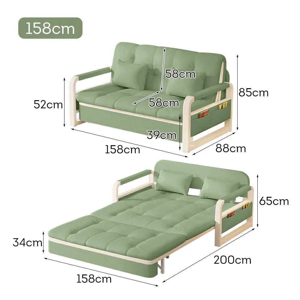 LIVARA 82/108/128/158cm Heavy-duty Sofa Storage Built-in - Frame Steel Bed with Length Green