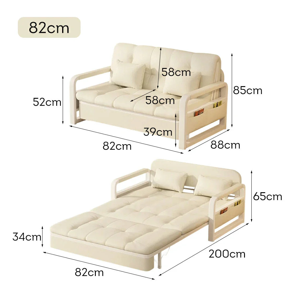LIVARA 82/108/128/158cm with Length - Heavy-duty Steel Bed Storage Frame Sofa Built-in Beige