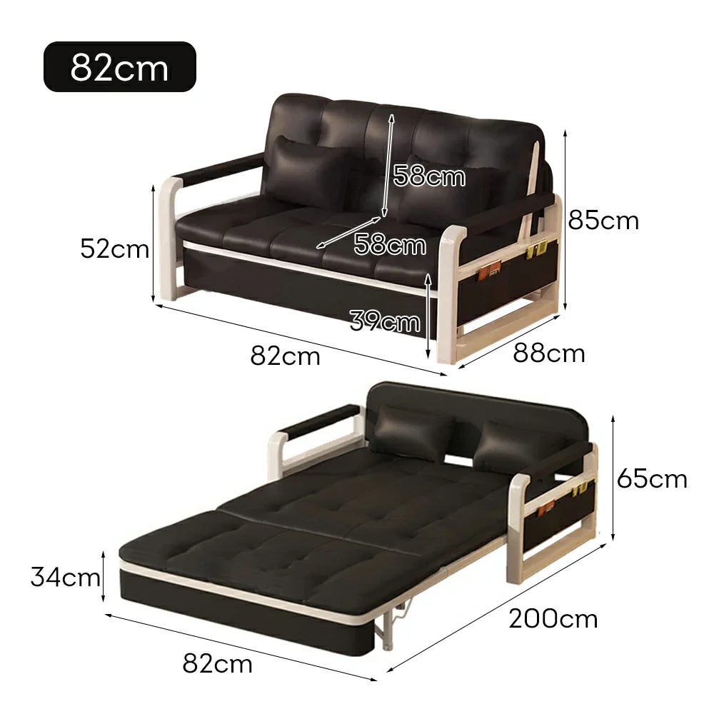 LIVARA 82/108/128/158cm Bed Sofa Length - with Steel Frame Storage Heavy-duty Built-in Black