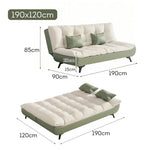 LIVARA 120/150/180/190cm Sofa Claw Bed - Length Fabric Convertible Cat Green&White