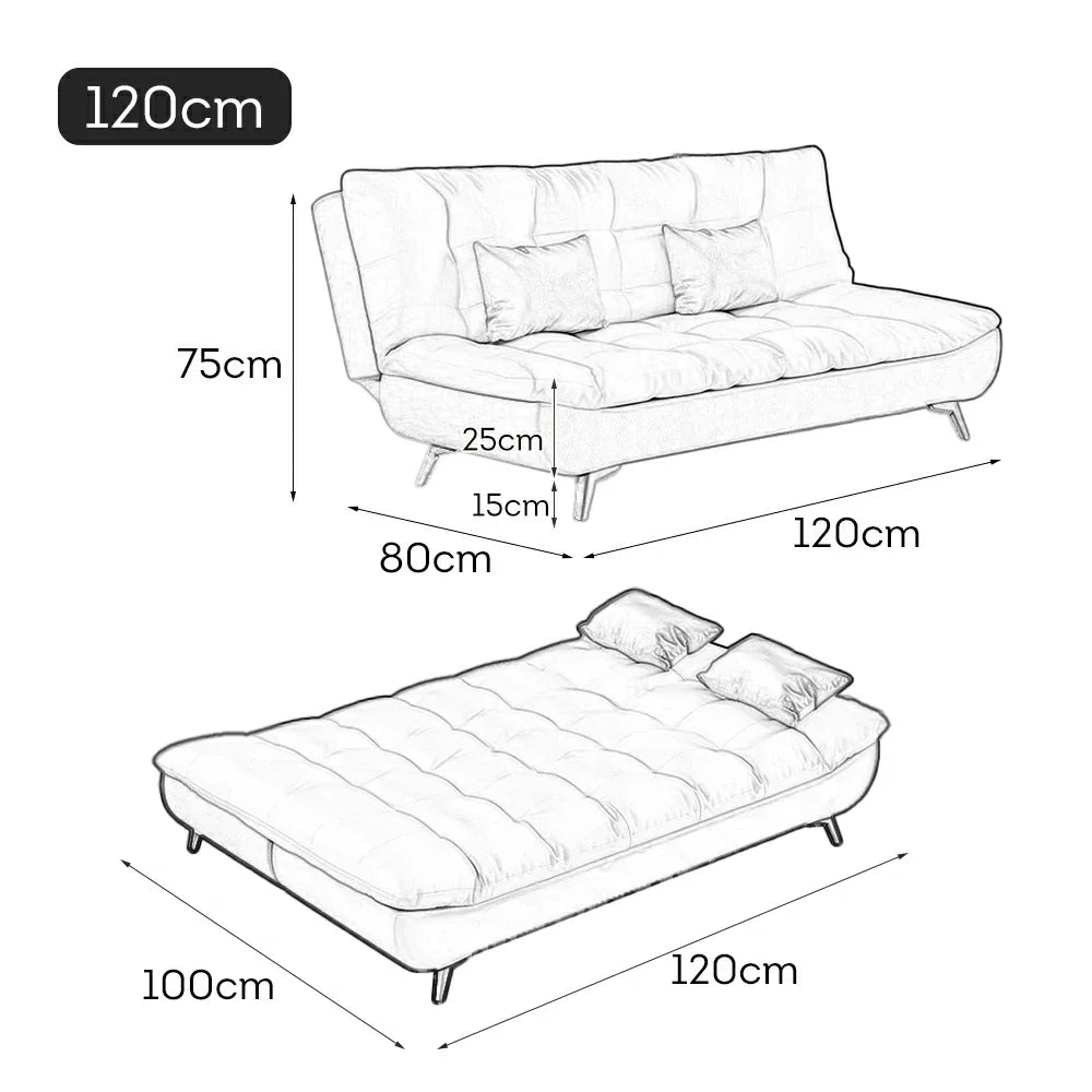 LIVARA 120/150/180/190cm Bed Claw - Cat Sofa Length Fabric Convertible Grey