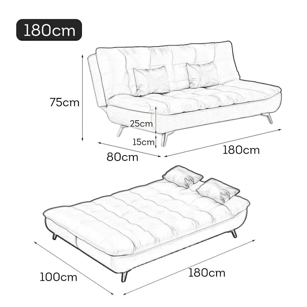 LIVARA 120/150/180/190cm Cotton-linen Bed - Length Sofa Fabric Blue
