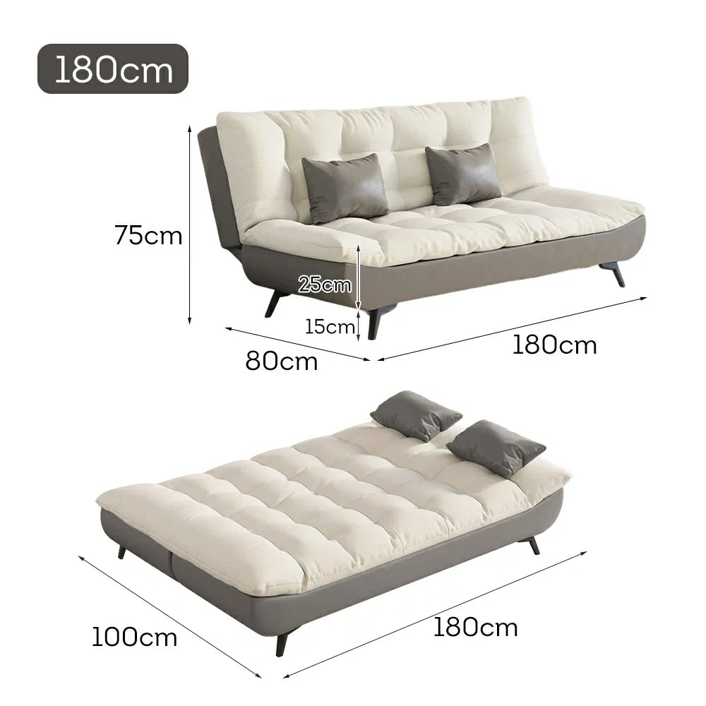 LIVARA 120/150/180/190cm - Claw Length Cat Sofa Convertible Fabric Bed Grey&White