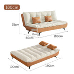 LIVARA 120/150/180/190cm Fabric Cat - Claw Bed Length Convertible Sofa Orange&White