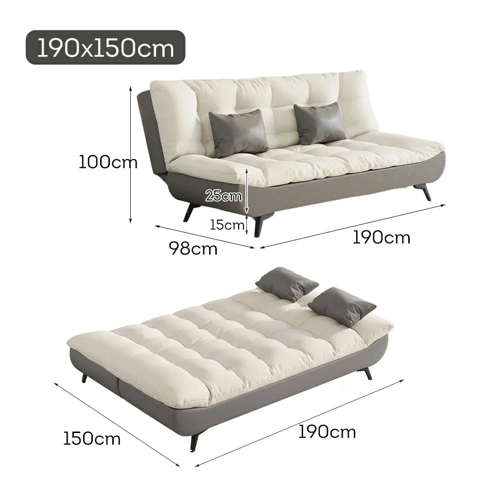 LIVARA 120/150/180/190cm - Claw Length Cat Sofa Convertible Fabric Bed Grey&White