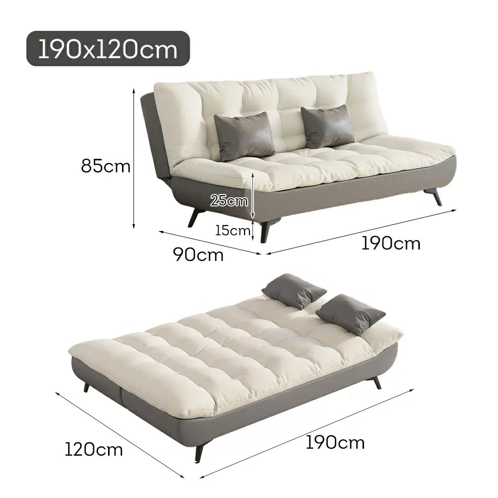 LIVARA 120/150/180/190cm - Claw Length Cat Sofa Convertible Fabric Bed Grey&White