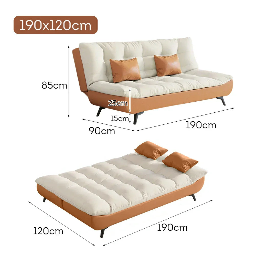 LIVARA 120/150/180/190cm Fabric Cat - Claw Bed Length Convertible Sofa Orange&White
