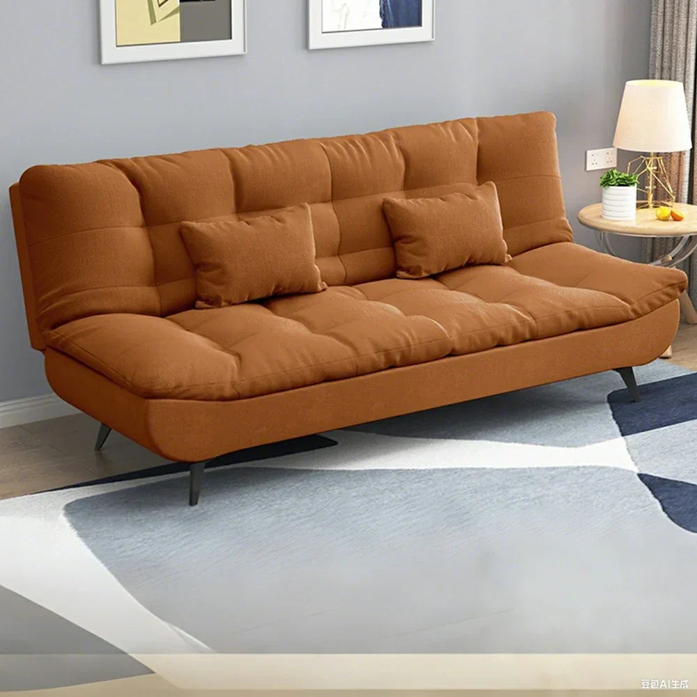 LIVARA 120/150/180/190cm - Bed Sofa Length Fabric Cotton-linen Orange