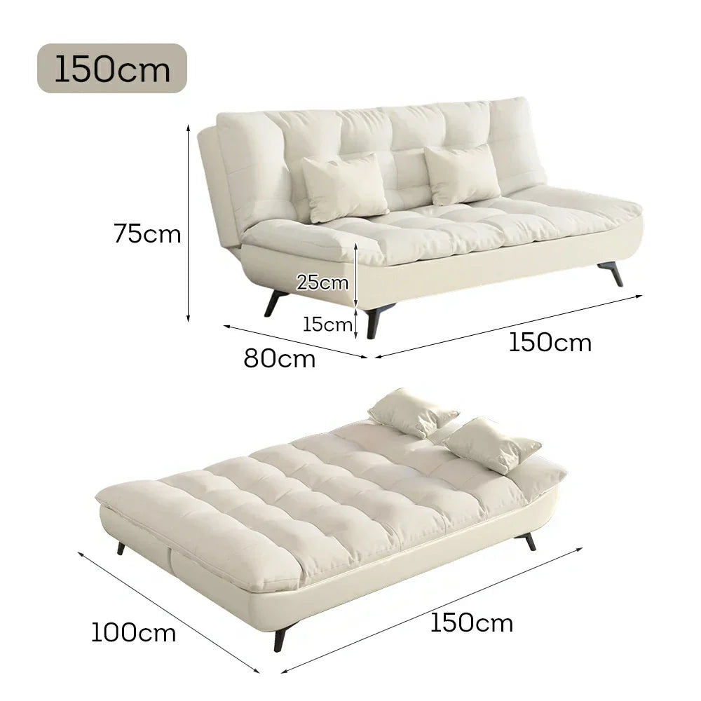 LIVARA 120/150/180/190cm Sofa Cat Claw Convertible Fabric Bed Length - Beige&White