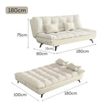 LIVARA 120/150/180/190cm Sofa Cat Claw Convertible Fabric Bed Length - Beige&White