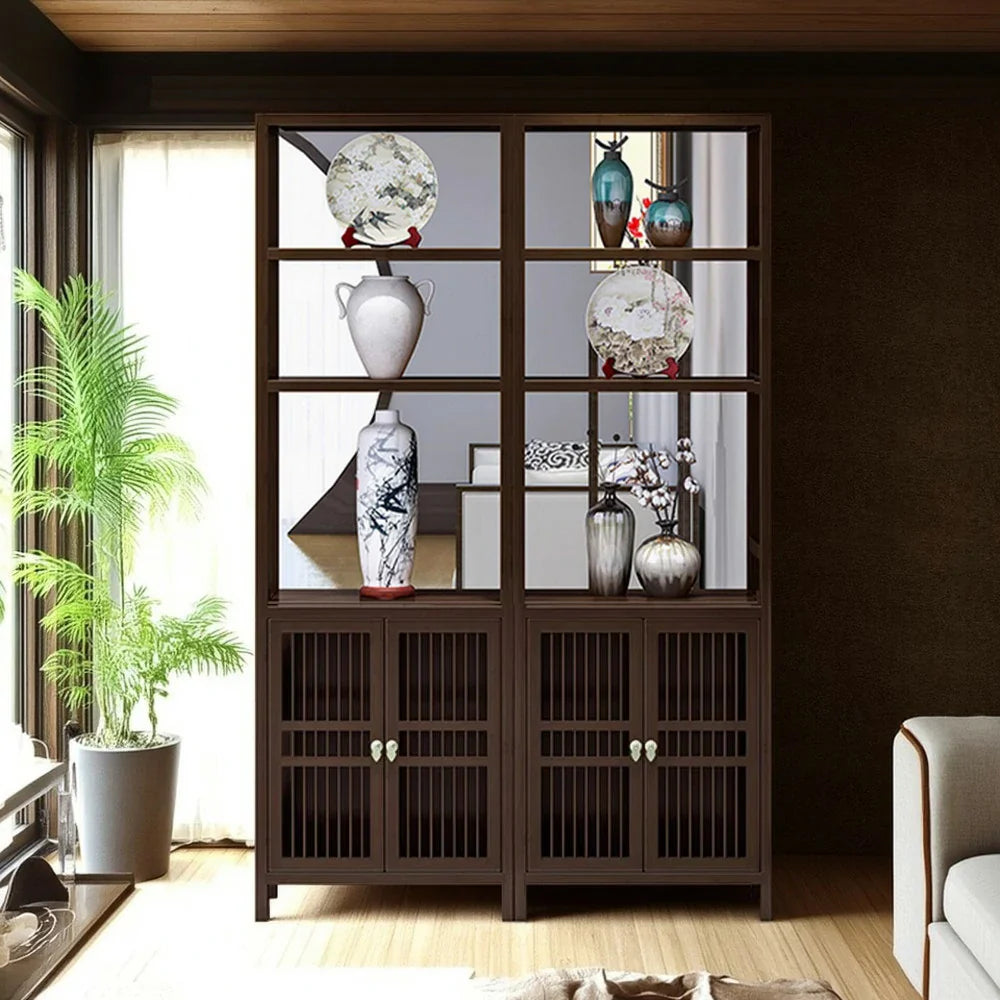 LIVARA Solid Doors, Wood or Single for Oriental Storage Style with Entryway Elegant Cabinet Wenge Living Double Room