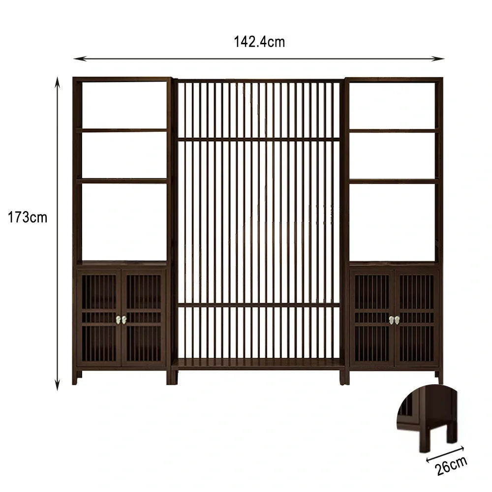 LIVARA Bamboo One Screen Door 91Cm 71Cm One Double Left Right Cabinet With Partition