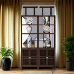 LIVARA Tall with Style for Wood Entryway, Wenge Living Room Solid Oriental or Doors, Storage Cabinet Double Elegant Hallway