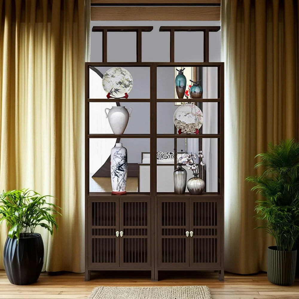 LIVARA Tall with Style for Wood Entryway, Wenge Living Room Solid Oriental or Doors, Storage Cabinet Double Elegant Hallway