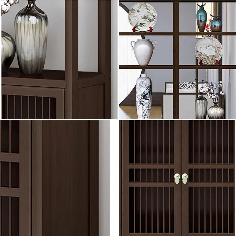 LIVARA Tall with Style for Wood Entryway, Wenge Living Room Solid Oriental or Doors, Storage Cabinet Double Elegant Hallway