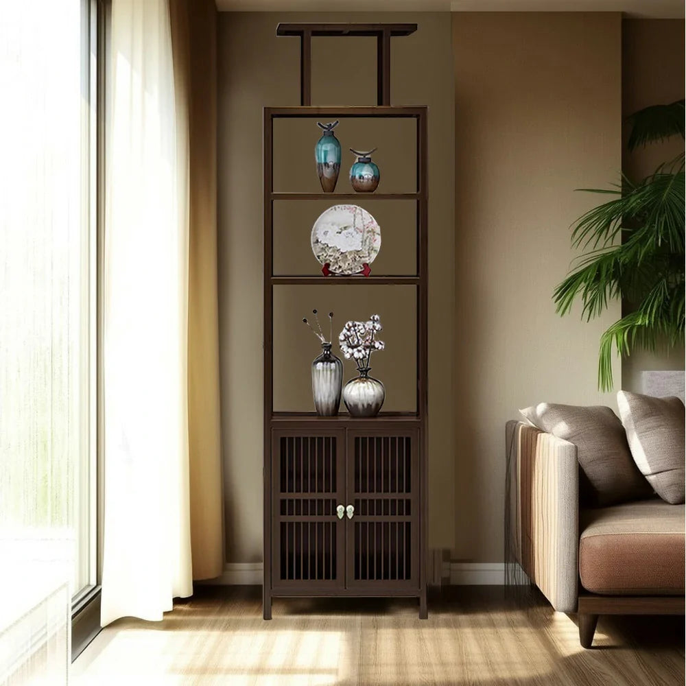 LIVARA Tall with Style for Wood Entryway, Wenge Living Room Solid Oriental or Doors, Storage Cabinet Double Elegant Hallway