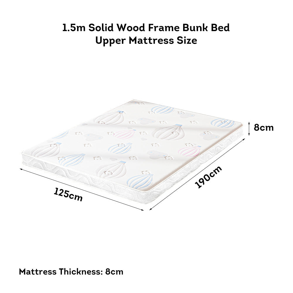 LIVARA 1.5m Solid Wood Bed Frame Bunk - Wood
