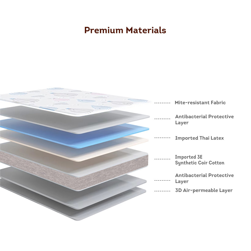 LIVARA Eco-friendly Coir Mattress for Foldable Frame Solid Synthetic Latex 1.5m Bunk Wood Cotton Bed