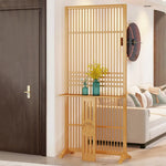 LIVARA Bamboo Wood With Partition Color/Walnut 144Cm Storage 72Cm Screen Platform Color