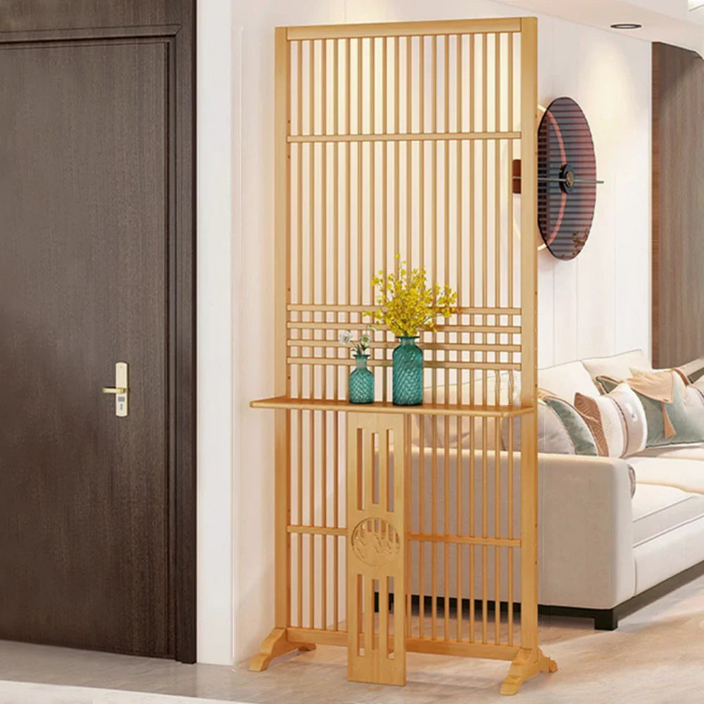 LIVARA Bamboo Wood With Partition Color/Walnut 144Cm Storage 72Cm Screen Platform Color