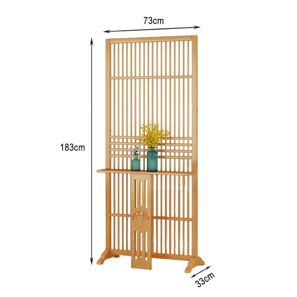 LIVARA Bamboo Wood With Partition Color/Walnut 144Cm Storage 72Cm Screen Platform Color