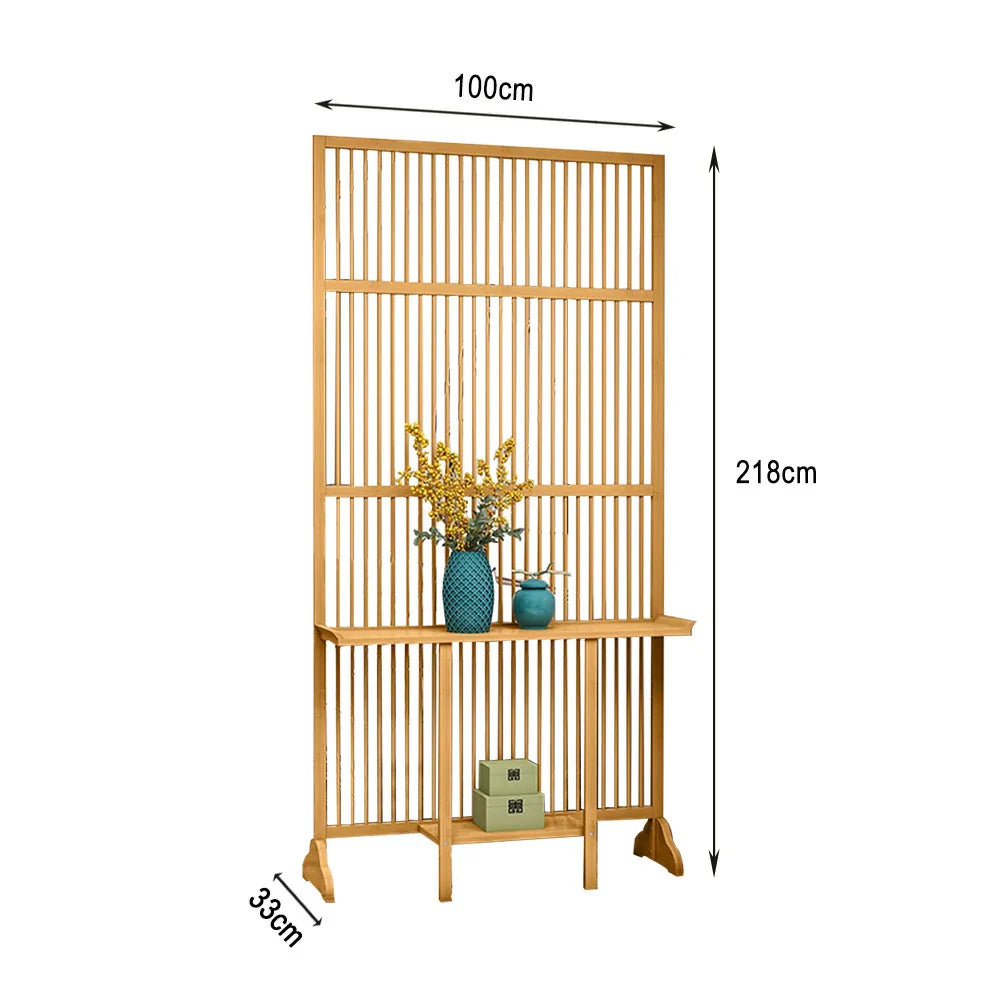 LIVARA Bamboo With 71Cm/100Cm Wood Partition Storage Platform Color/Walnut High Screen Color
