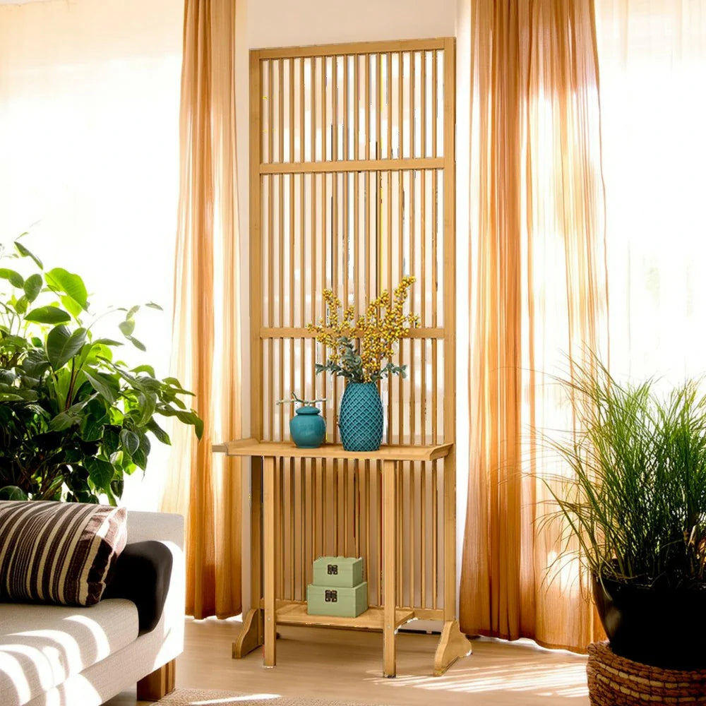 LIVARA Bamboo With 71Cm/100Cm Wood Partition Storage Platform Color/Walnut High Screen Color