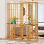 LIVARA Bamboo Wood With Partition Color/Walnut 144Cm Storage 72Cm Screen Platform Color