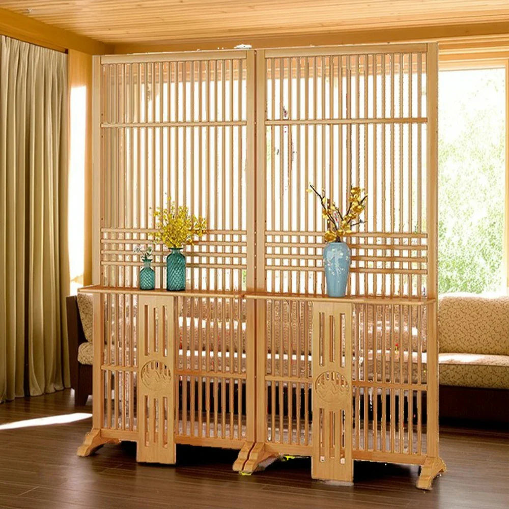 LIVARA Bamboo Wood With Partition Color/Walnut 144Cm Storage 72Cm Screen Platform Color
