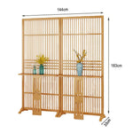 LIVARA Bamboo Wood With Partition Color/Walnut 144Cm Storage 72Cm Screen Platform Color