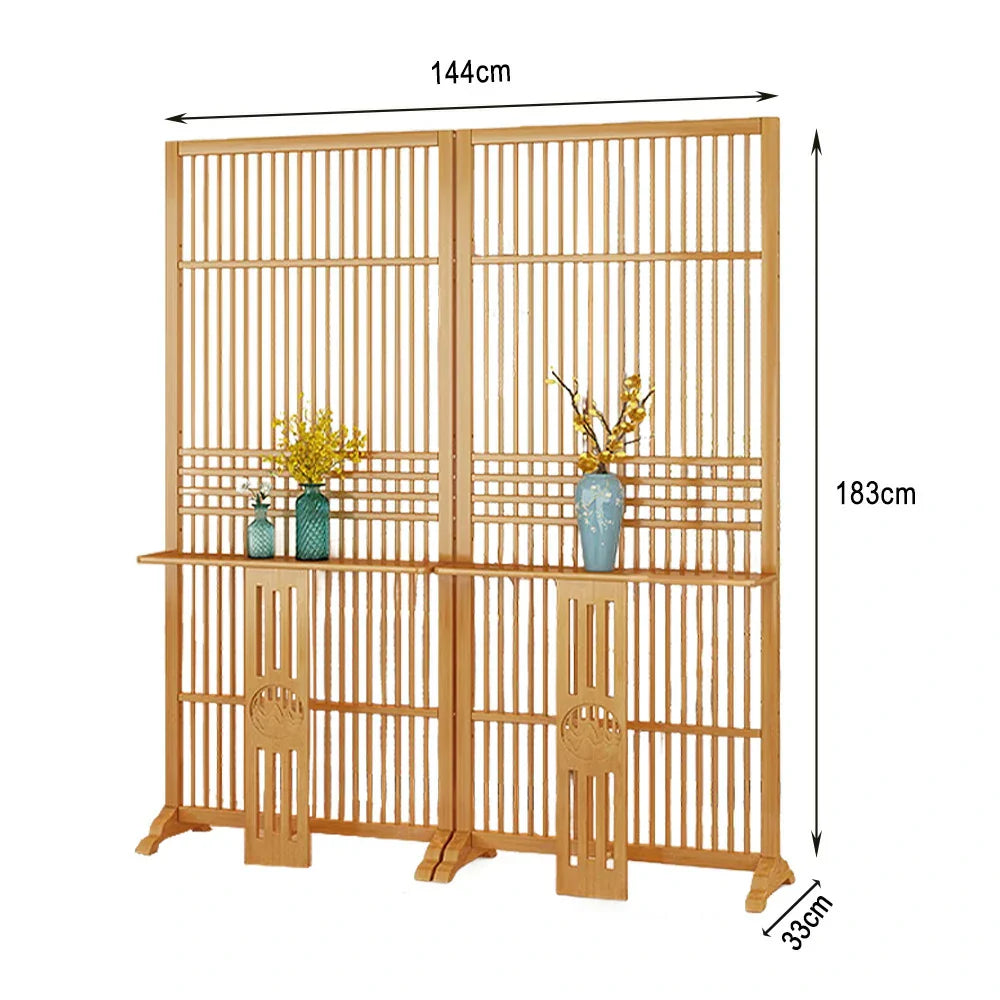 LIVARA Bamboo Wood With Partition Color/Walnut 144Cm Storage 72Cm Screen Platform Color