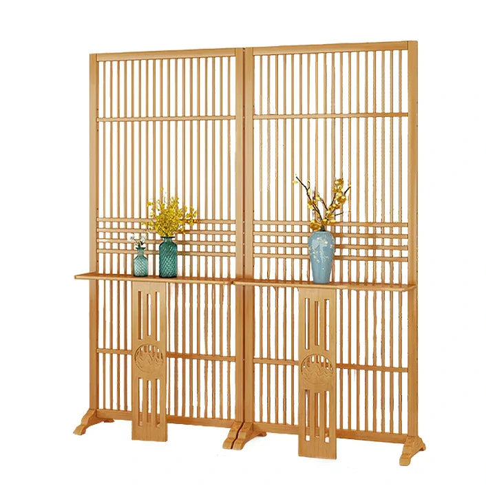 LIVARA Bamboo Wood With Partition Color/Walnut 144Cm Storage 72Cm Screen Platform Color