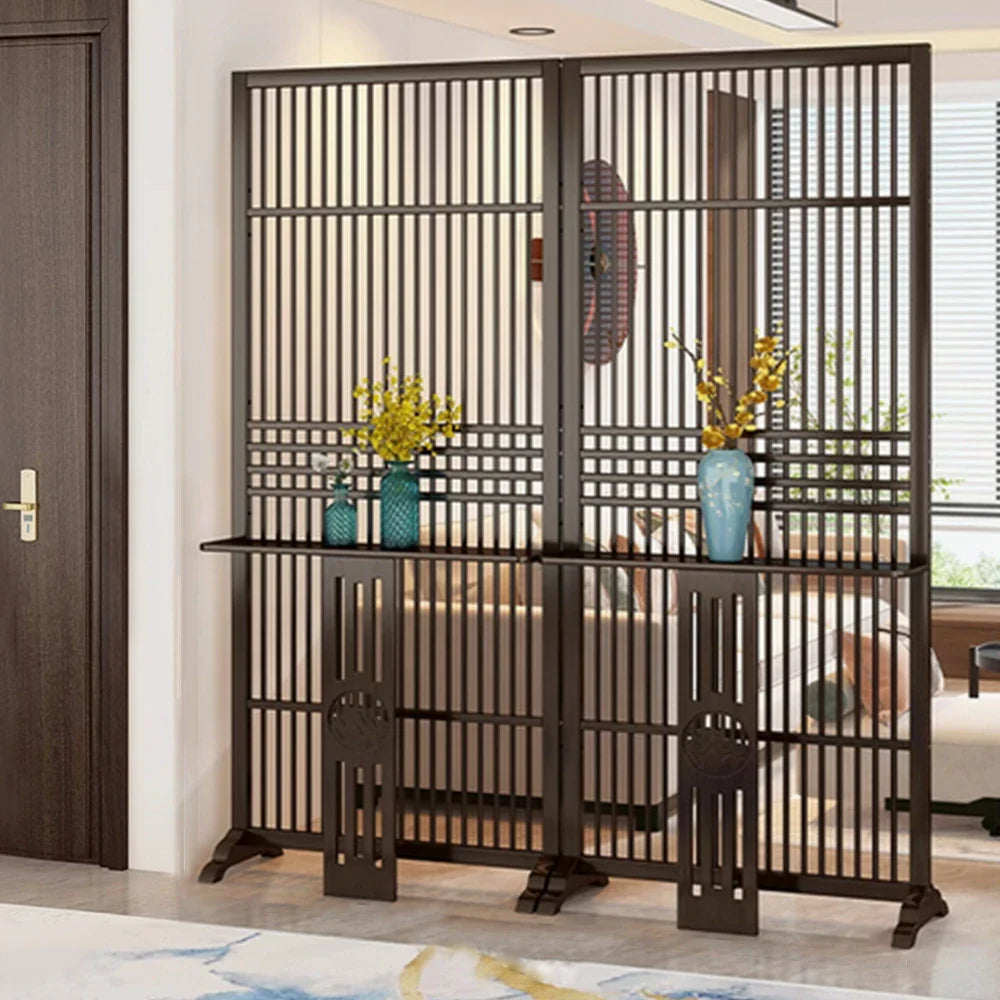 LIVARA Bamboo Wood With Partition Color/Walnut 144Cm Storage 72Cm Screen Platform Color