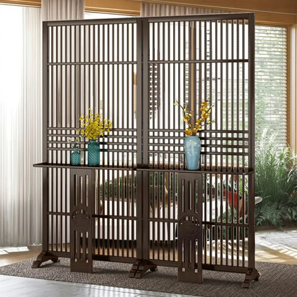 LIVARA Bamboo Wood With Partition Color/Walnut 144Cm Storage 72Cm Screen Platform Color