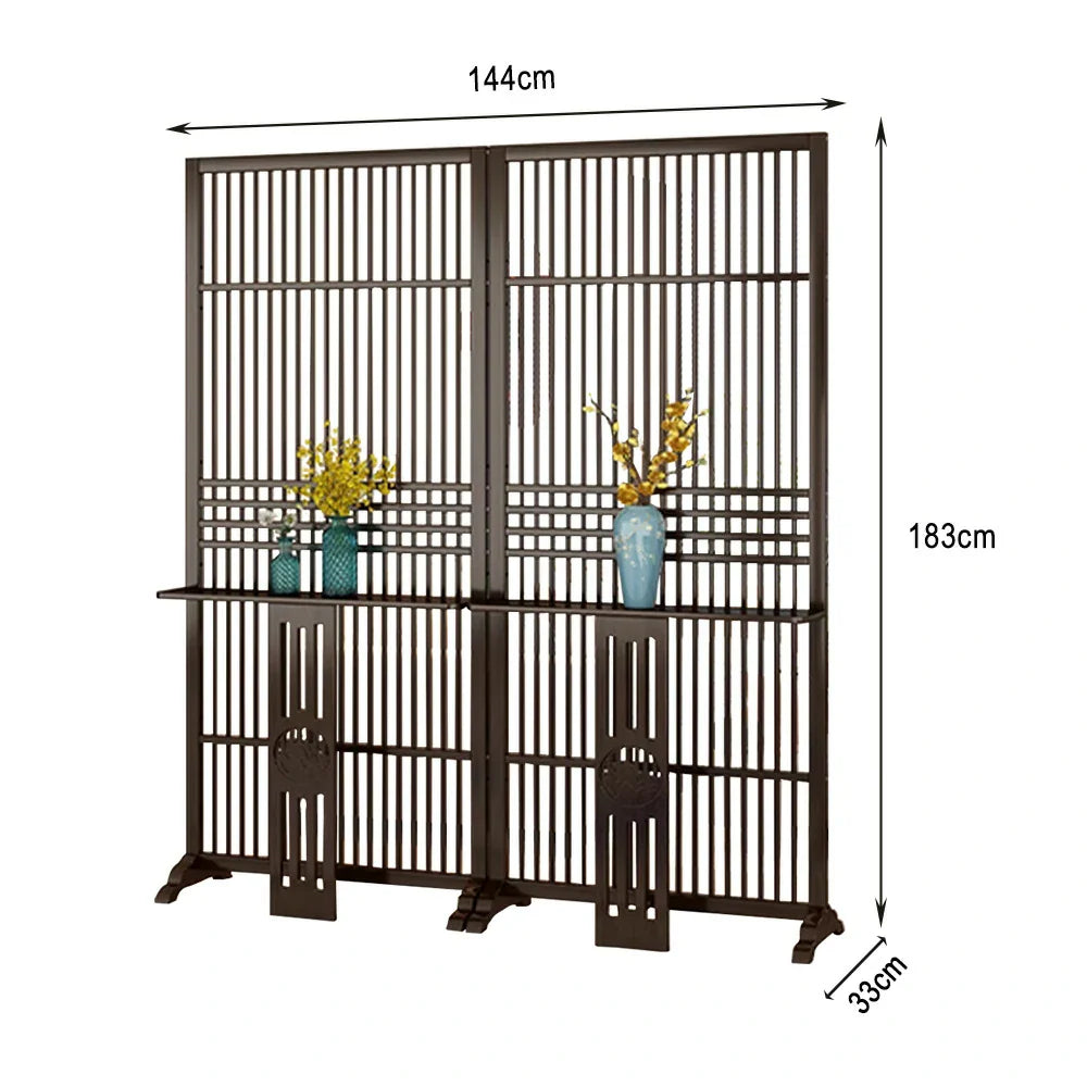 LIVARA Bamboo Wood With Partition Color/Walnut 144Cm Storage 72Cm Screen Platform Color