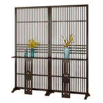 LIVARA Bamboo Wood With Partition Color/Walnut 144Cm Storage 72Cm Screen Platform Color