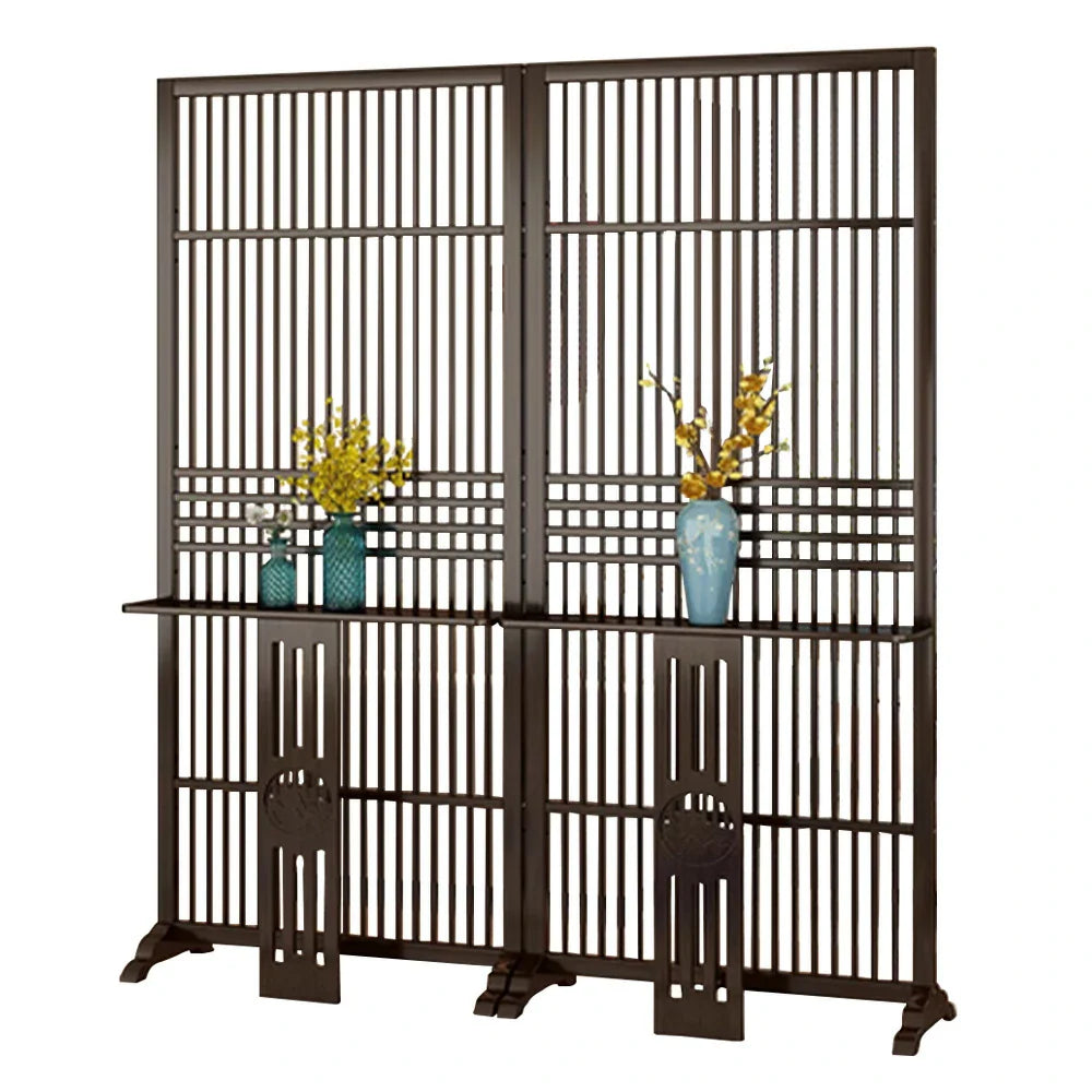 LIVARA Bamboo Wood With Partition Color/Walnut 144Cm Storage 72Cm Screen Platform Color