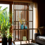 LIVARA Bamboo With 71Cm/100Cm Wood Partition Storage Platform Color/Walnut High Screen Color
