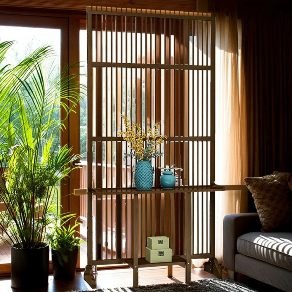 LIVARA Bamboo With 71Cm/100Cm Wood Partition Storage Platform Color/Walnut High Screen Color