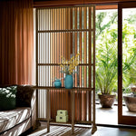 LIVARA Bamboo With 71Cm/100Cm Wood Partition Storage Platform Color/Walnut High Screen Color