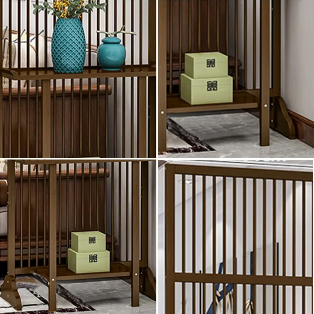 LIVARA Bamboo With 71Cm/100Cm Wood Partition Storage Platform Color/Walnut High Screen Color