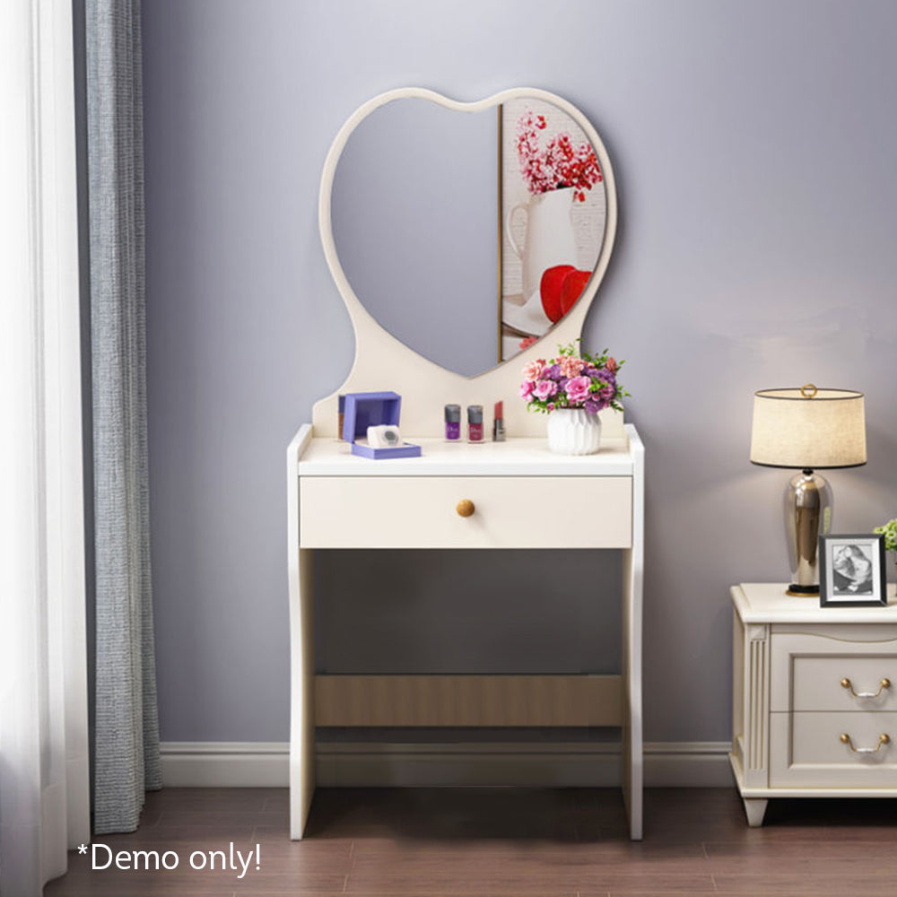 LIVARA 50CM Length Dressing Table With Mirror Heart-shaped Stool