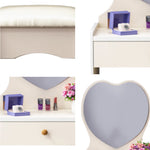 LIVARA 50CM Length Dressing Table With Mirror Heart-shaped Stool